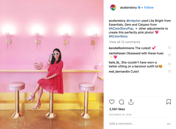 Lag en A Color Story Instagram-historie trinn 7 som viser et ferdig innlegg.