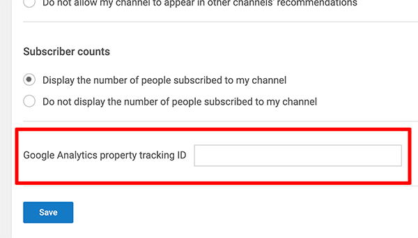 Google Analytics hvordan du kobler sporings-ID for eiendom til YouTube-kanal trinn 2