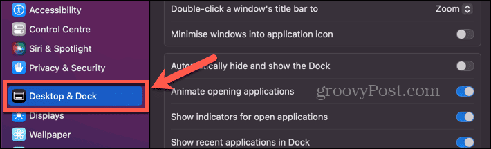 mac desktop og dock-meny