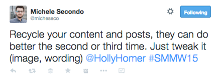 tweet fra holly homer smmw15 presentasjon