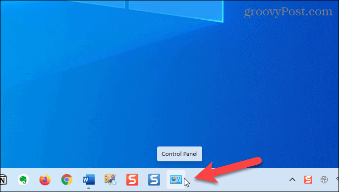 Kontrollpanel på oppgavelinjen i Windows 11