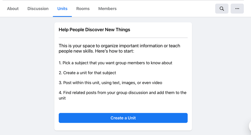 alternativ for å opprette en enhet på facebook-enhetene
