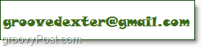 groovedexter sin e-postadresse vises som et bilde for eksempel