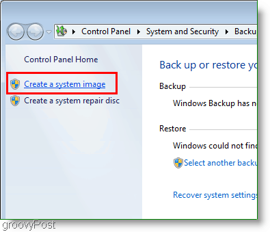 Windows 7: Opprett en systembildelink