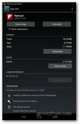 Avinstallering av Nexus 7-appen