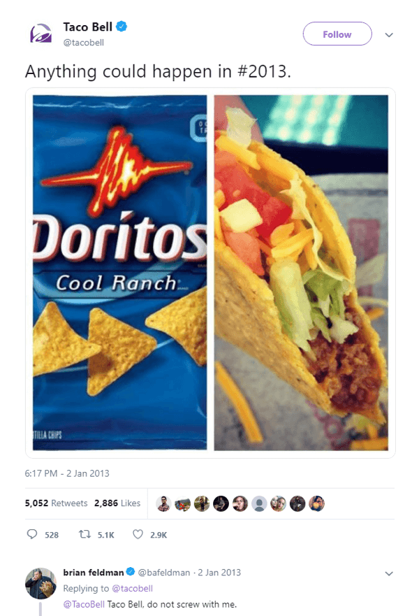 Den originale teaser-tweeten til Doritos Locos Taco.