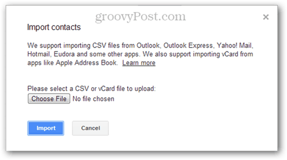 importere flere csv-kontakter i Google Mail