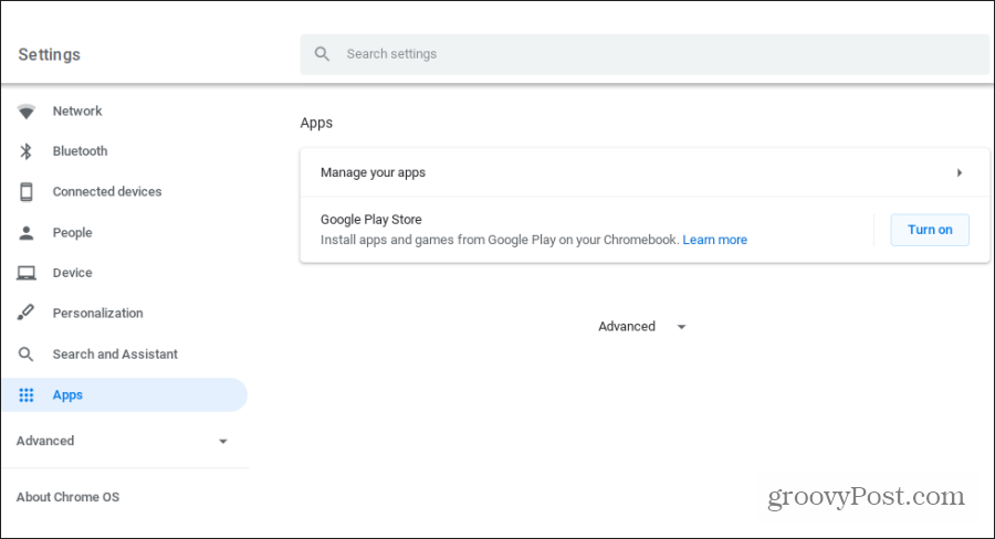google play-apper på Chromebook