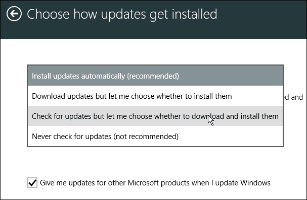 Velg hvordan oppdateringer blir installert