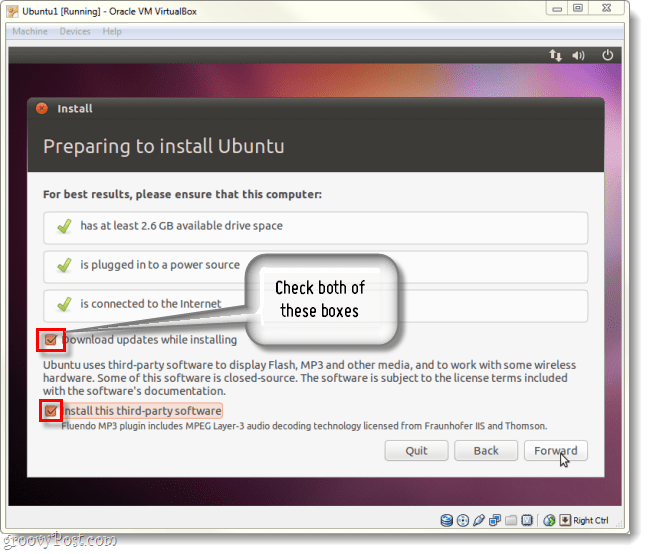 laste ned oppdateringer og installer tredjepartsprogramvare på ubuntu installere