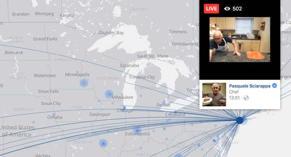 Facebook Live-kartet gjør det enkelt for brukere å finne live videosendinger over hele verden.