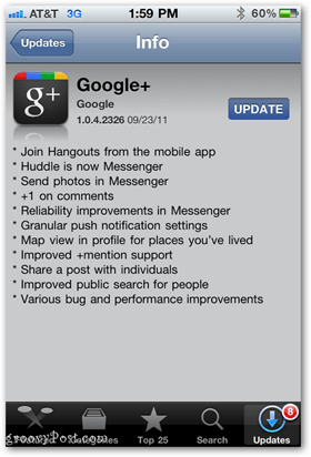 Google+ appoppdatering for iPhone og andre iOS-enheter