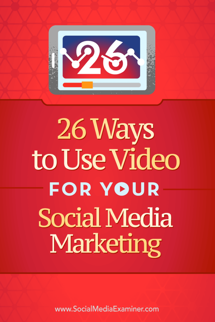 Tips om 26 måter du kan bruke video i din sosiale markedsføring.