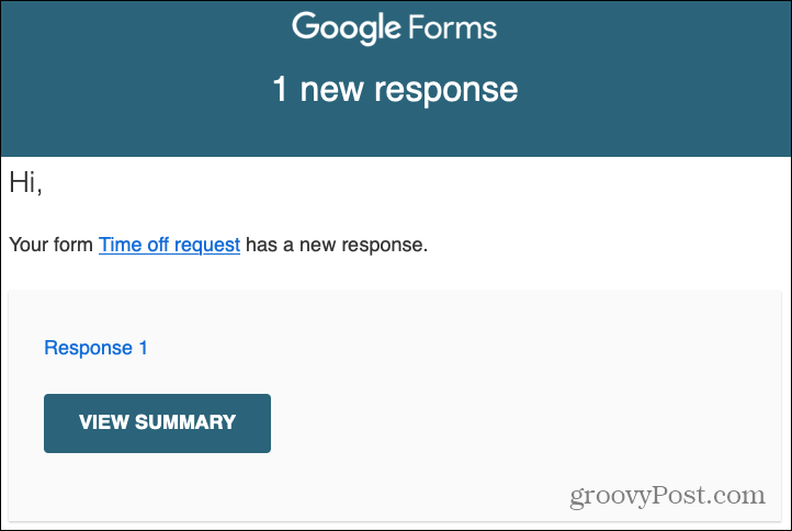 Google Forms Respons E-postvarsel