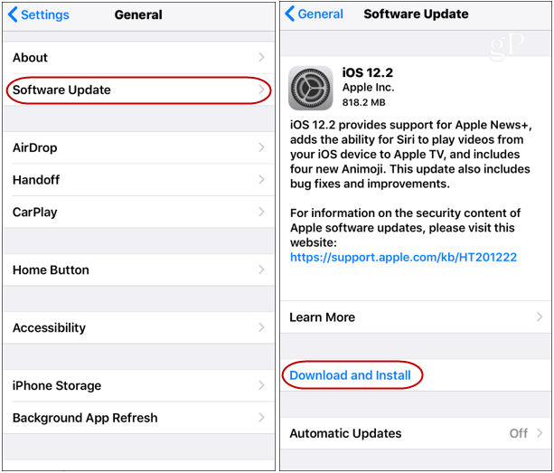 iOS 12.2-oppdatering