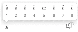 Tastatursnarveier for Word på Mac -aksentmerker
