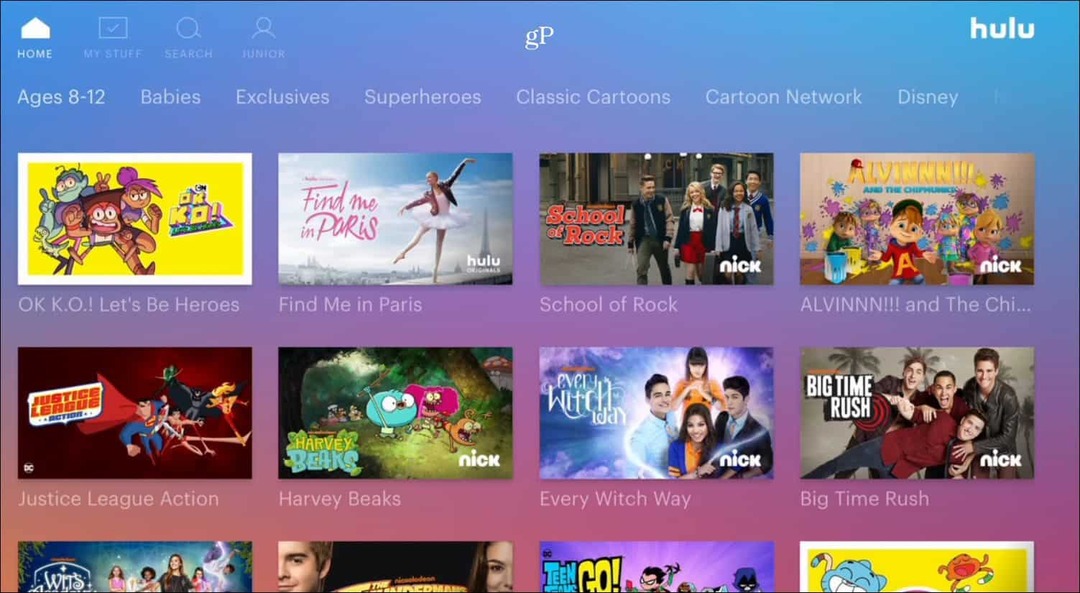 Hulu Kids-profil Apple TV