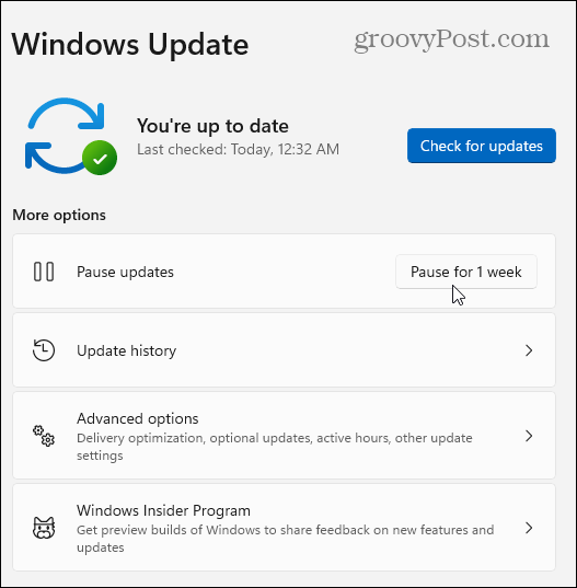 Sett Windows 11 -oppdateringer på pause