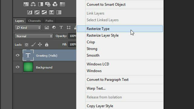 Cheat Photoshop Text Layer Transformations Trick rasterize type lag lag panel Photoshop raster lag