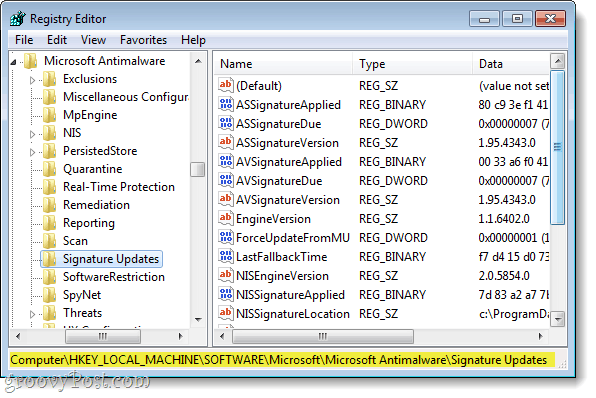 Finn riktig registernøkkel i Windows 7 regedit