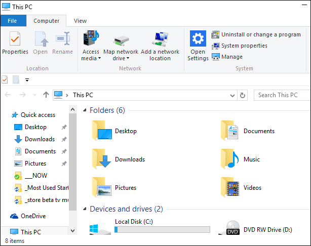 Hvordan deaktivere rask tilgang i Windows 10 File Explorer