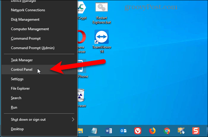 Kontrollpanel lagt til Win + X-menyen i Windows 10