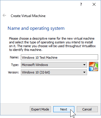 02 Gi den nye virtuelle maskinen navnet (Windows 10 Install)