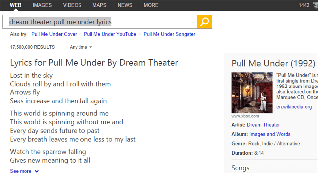 Google Kopier Bing, legger til sangtekster i søkeresultater