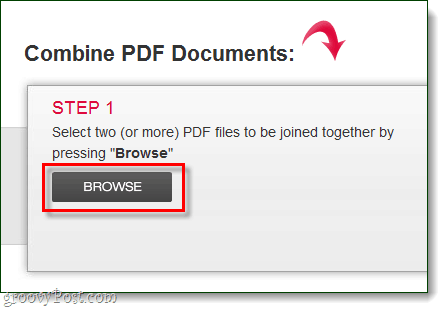 bla gjennom pdf-filer for å laste opp og kombinere
