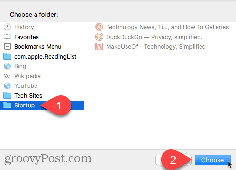 Velg en mappedialogboks i Safari på Mac