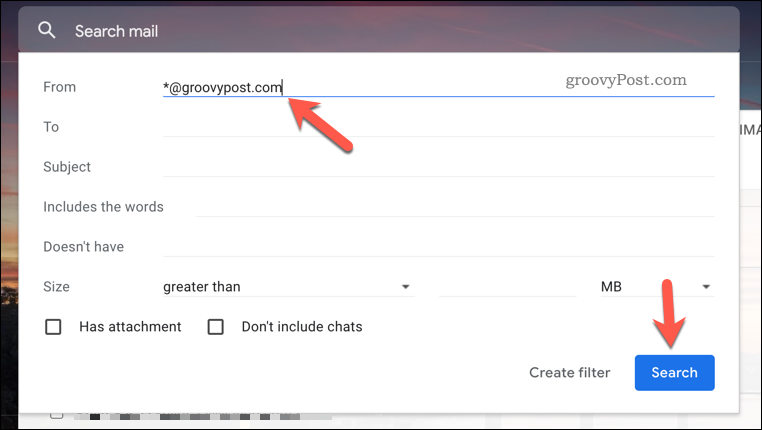Opprette en ny filtreringsregel i Gmail