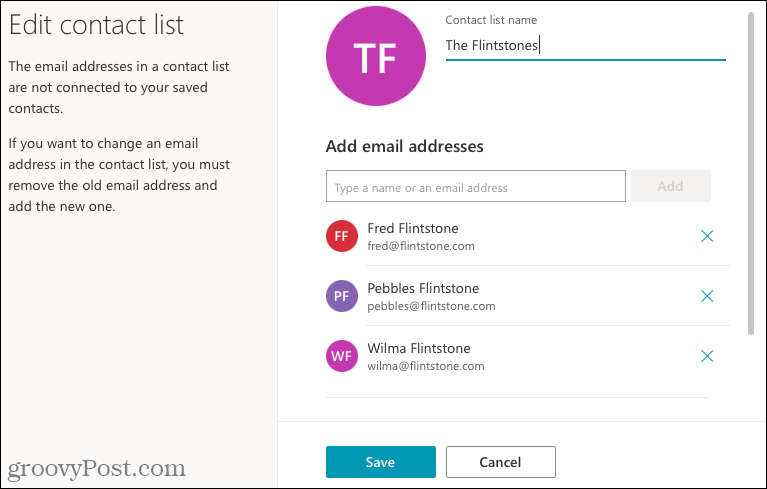 Rediger en kontaktliste i Outlook