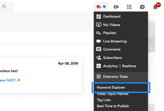 Hvordan bruke en videoserie til å utvide YouTube-kanalen din, menyalternativ for TubeBuddys søkeordutforskerverktøy