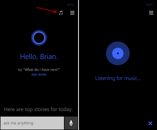 Bruk Cortana på Windows Phone 8.1 for å identifisere sanger