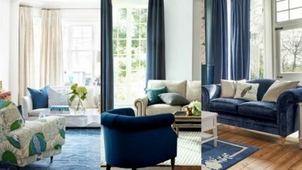 Stilige forslag til mørk blå sofa dekorasjon