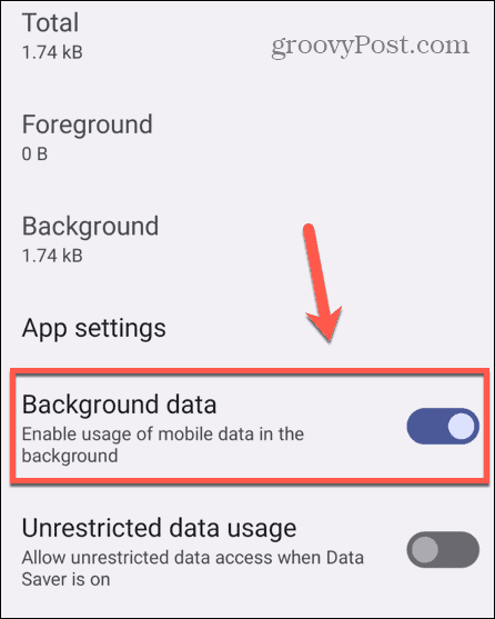 android bakgrunnsdata på