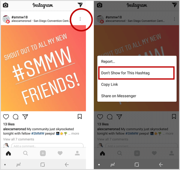 Instagram-innlegg viser ikke denne hashtaggen