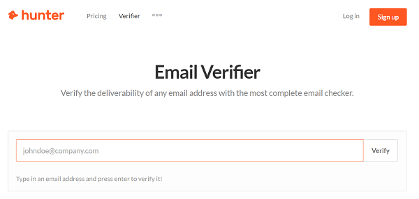 Bruk et verktøy, som Hunter, for å verifisere portvaktens e-postadresse.