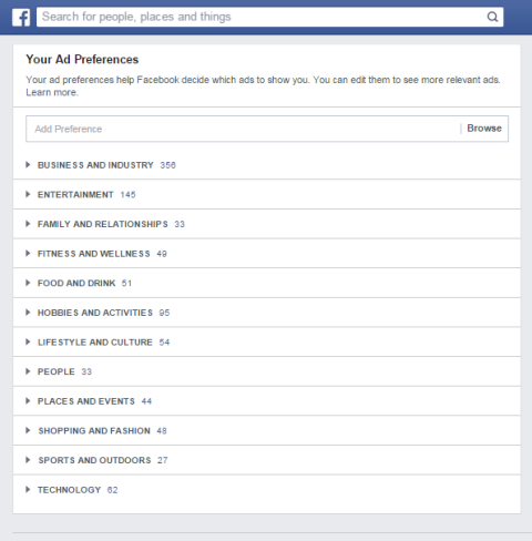 facebook annonse preferansekategorier