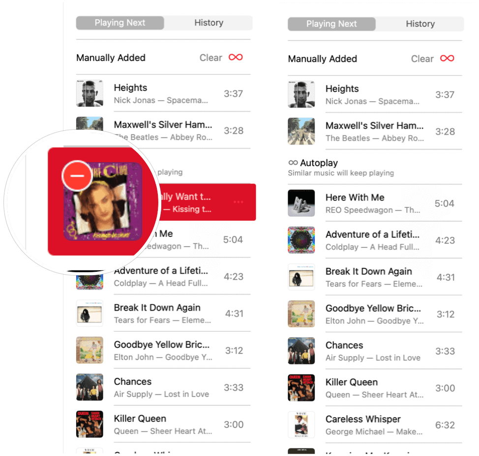 Apple Music Autoplay fjern sangen