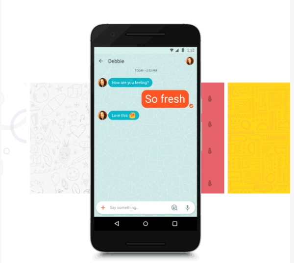 Google Allo la til en ny funksjon for å gjøre det lettere å finne og sende den perfekte emoji eller klistremerke og en rekke bakgrunner for å komplimentere stilen din i chatten din