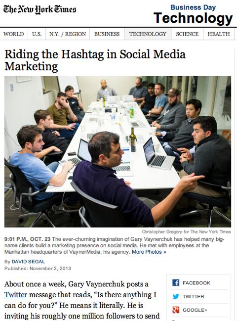 New York Times kjører på hashtag