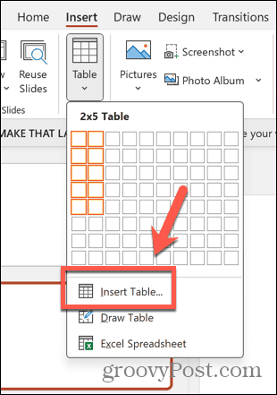 powerpoint innsettingstabell