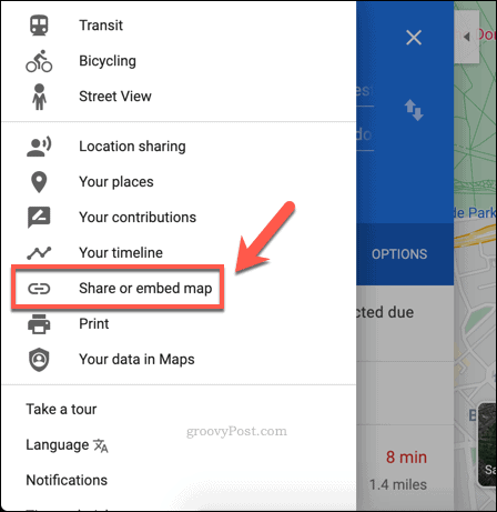 Opprette en delingskobling for Google Maps