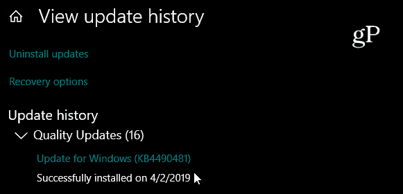 Windows 10 kumulativ oppdatering KB4490481