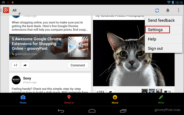 Google+ Innstillinger