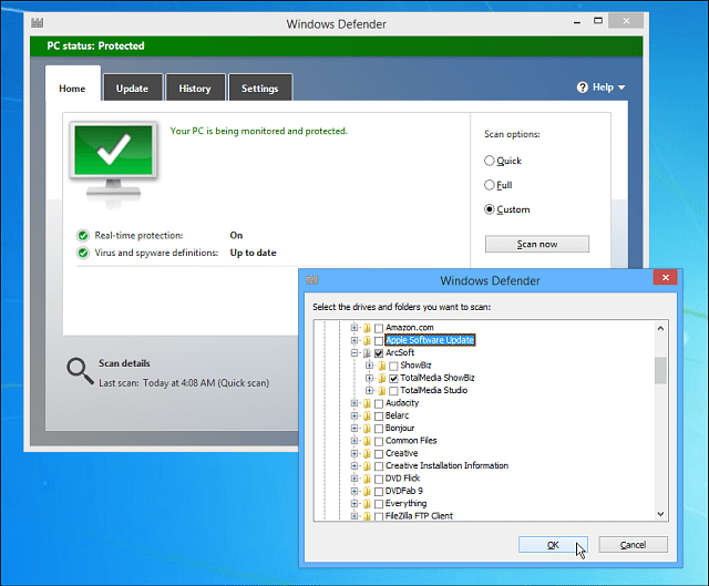 Windows Defender Custom Scan