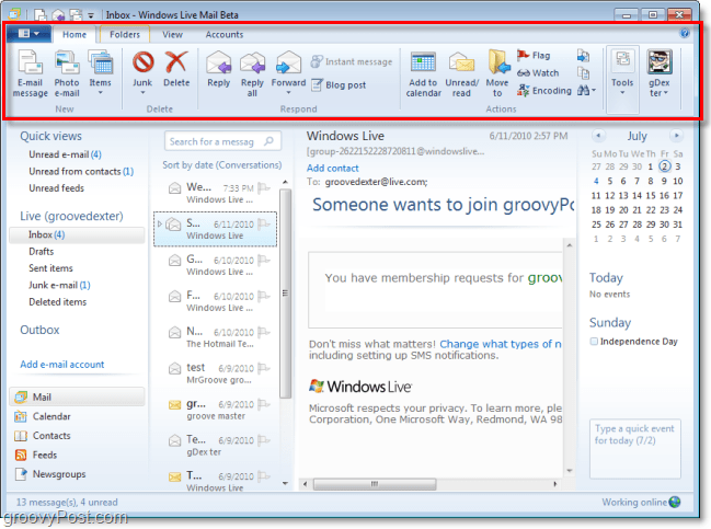 kult nytt bånd for windows live mail