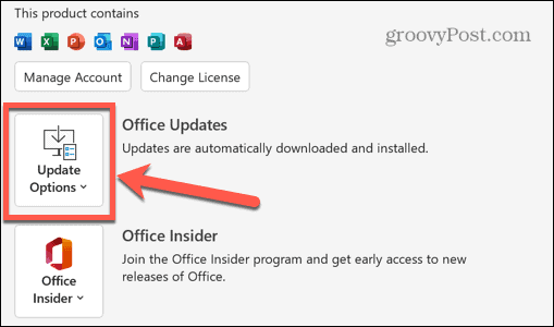 alternativer for Outlook-oppdatering