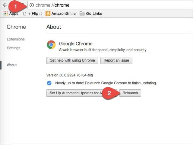 oppdater google chrome ved å bruke kommandolinjen